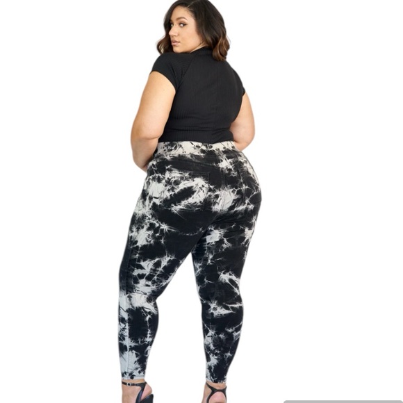 FASHION TO FIGURE Tie Dye High-Rise Jeggings Leggings Pants Black White Size 4X - Picture 5 of 12